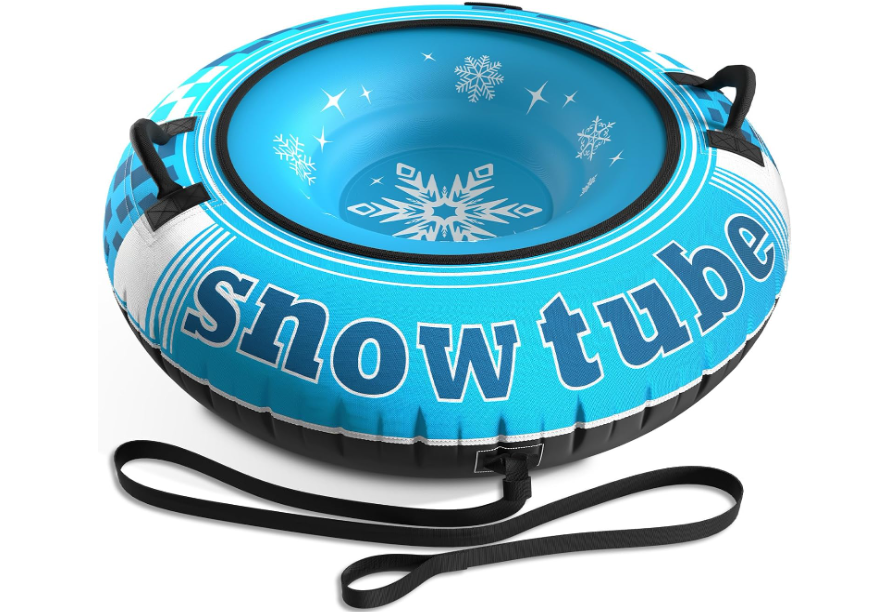 Jasonwell Inflatable Snow Tube Sled - 48" Heavy Duty Snow Tubes for Sledding with Premium Canvas Cover for Kids Adults Snow Toy Fun Winter Outdoor Toys Christmas Birthday Gift for Boys Girls Children
