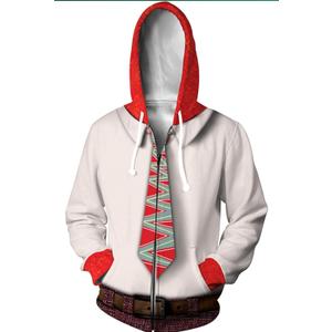 Unisex Adult Halloween Jacket Hoodie Print Cosplay Costume Zipper Hooded Sweatshirt, 2XL