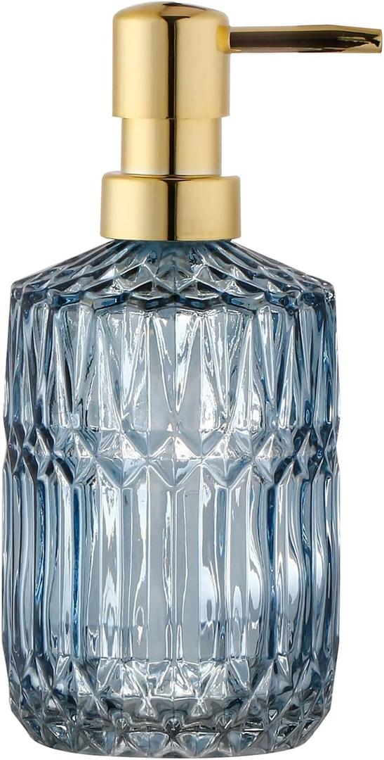 Soap Dispenser with Pump, Refillable Liquid Hand Soap Dish Soap Dispensers for Bathroom Counter, Kitchen Sink (Blue)