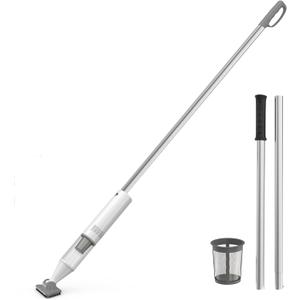 Cordless Pool Vacuum for Above Ground Pool & Inground Pool, Handheld Spa Cleaner with 16 GPM Powerful Suction, Telescopic Pole, Rechargeable Pool Vacuum for Above Ground Pool, Sand, Leaves, White