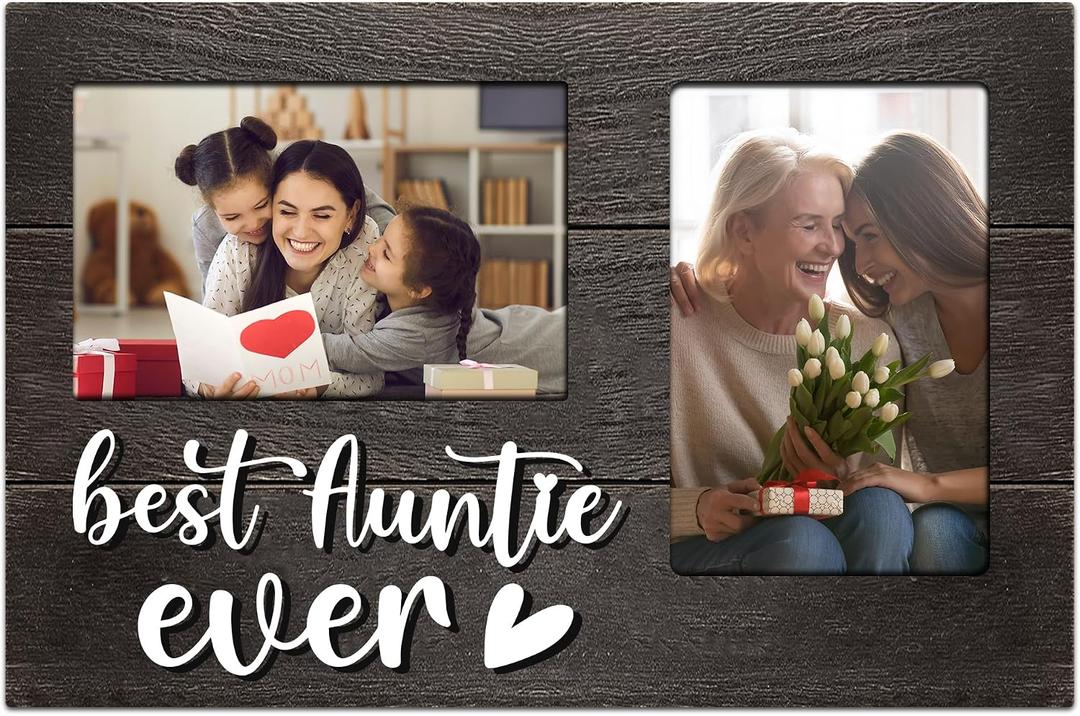 Aunt Gifts, Mothers Day Aunt Gift from Niece, Birthday Gift for Auntie from Nephew 3D Photo Frame Hold 4x6 Inches Two Photos - Great Picture Frames Present