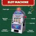 Slot Machine Money Bank (4.2 * 3.9 * 8.26inch) Lucky Seven Casino Games Piggy Bank with Flashing Lights and Jackpot Sounds Blue