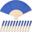 JOHOUSE 12 Pcs Dark Blue Paper Fans Handheld, 8.3 Inch Foldable Hand Fan, Folding Fans Handheld for Women, Paper Fan for Wedding Guests, Bridal & Baby Shower Favors, Party Decorations