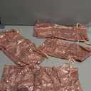 SquarePie Rose Gold Sequin Wine Gift Bag 4 Pcs with Drawstrings 5.5 x 14 Inch Glitter Bottle Covers for Christmas Wedding Birthday