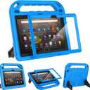 MENZO Fire HD 10 Tablet Case for Kids (13th/11th Generation, 2023/2021 Release), Lightweight Handheld Shockproof Case Built-in Screen Protector with Handle Stand, Blue
