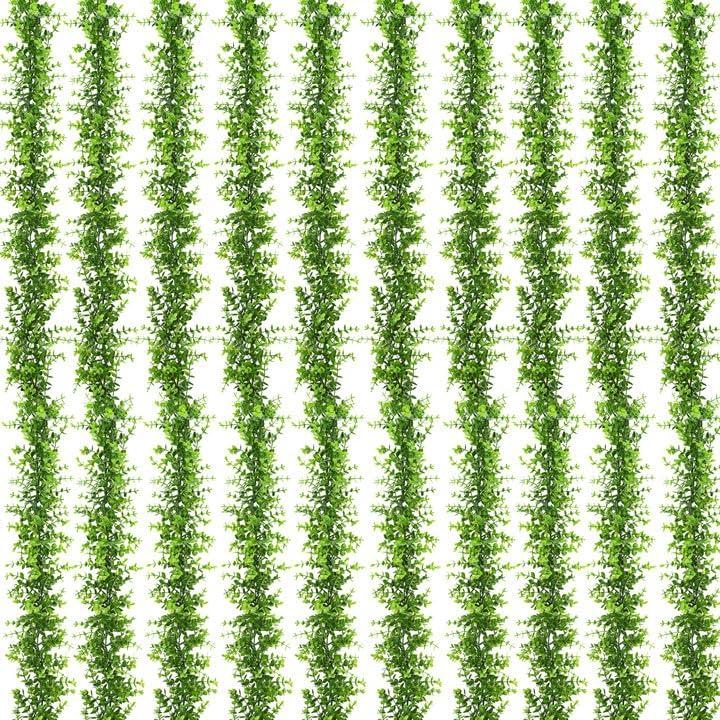 Dolicer 10 Packs Eucalyptus Garland, 60FT Faux Eucalyptus Greenery Garland, Artificial Eucalyptus Leaves Vine, Fake Hanging Eucalyptus Garlands Wedding Backdrop Arch Wall Table Party Decor (Green)