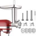 Metal Meat Grinder Attachment for KitchenAid Stand Mixer, Meat Grinder for Kitchen Aid Includes 4 Grinding Plates, 3 Sausage Stuffer Tubes, 2 Grinding Blades, Food Grinder Attachment for KitchenAid