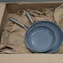 GreenPan Swift Healthy Ceramic Nonstick, 8" and 10" Frying Pan Skillet Set, Stainless Steel Handles, PFAS-Free, Dishwasher Safe, Oven Safe, Black