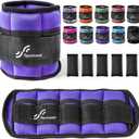 Sportneer Adjustable Ankle Weights Set - 1 Pair (2-10 lbs) Removable Sandbags for Women & Men, Comfortable Neoprene Leg Weights for Walking, Running, Pilates, Yoga, Home Workout & Physical Therapy (Purple)