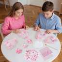 Gersoniel 24 Set Pink Bow Arts and Crafts Valentine's Day Party Favors Paint Your Own Ceramic Figurines Galentines Crafts Pink Bow Painting Kits Coquette Gifts for Women DIY Plaster Friends Bestie