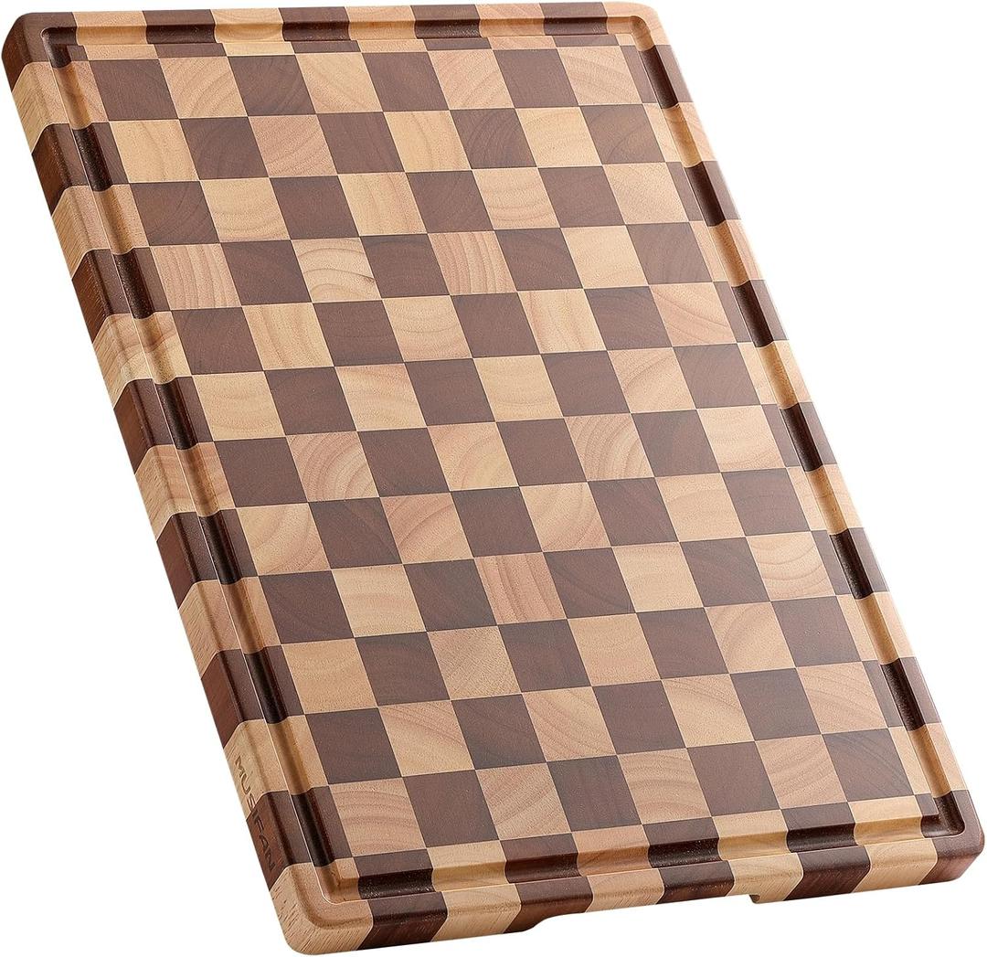 Acacia Wood Cutting Board for Kitchen  Chopping Board with Grooves & Handles, Large Wooden Cutting Board for Meat, Vegetables, Fruits, Cheese and Fruits Ideal Kitchen Gifts