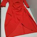 IHOT Women's 2025 Sexy V Neck 3/4 Sleeve Faux Wrap Ruched Sheath Bodycon Party Cocktail Work Dress (Red)