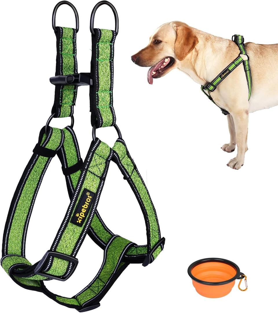 No Pull Dog Harness with Reflective Adjustable,Stops Pets from Pulling and Choking On Walks for  Dogs, (Green, L)