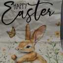Happy Easter Garden Flags for Outside, Watercolor Bunny with Flowers Small Seasonal Decoration for Holiday Anniversary Yard Outdoor Decor 12x18 Inch Double Sided
