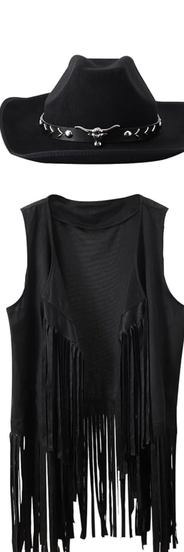 Western Outfits for Women Cowgirl Tassel Sleeveless Vest Cowboy Hat