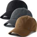 FURTALK Men and Women Vintage Washed Distressed Cotton Baseball Cap Plain Blank Adjustable Classic Baseball Hat Cap (Medium-Large, Black+grey+brown)