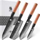 KYOKU 4pc Knife Set, Kage Series Japanese Kitchen Knife Set with Chef Utility Santoku Nakiri Knife, Professional Japanese Style Knives for Chopping Slicing Mincing with Sheaths & Gift Box