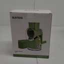 SUSTEAS Rotary Cheese Grater with Handle,Vegetable Slicer with 6 Interchangeable Blades, Reinforced Suction,Easy to Clean,Kitchen Chopper for Crushed Ice,Fruits and Nuts with Blade Storage Case,Green