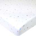 American Baby Company 100% Natural Cotton Fitted Mini Crib Sheet 38" x 24" - Soft & Breathable Small Nesting Portable Crib Sheet, Fits Pack N Play Mattresses, Blue Stars and Moons, for Boys & Girls