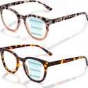 LianSan 2 Packs Progressive Multifocus Reading Glasses for Women - Ladies Near and Far Blue Light Blocking Computer Readers(Tortoise for 3ft, 2.50x)