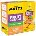 Motts Fruit Smoothies Vanilla Peach, 4.2 oz clear pouches, 8 Pack, Made With Milk, Made With Real Fruit, Good Source of Calcium, On-the-Go, BBD: 06/03/26