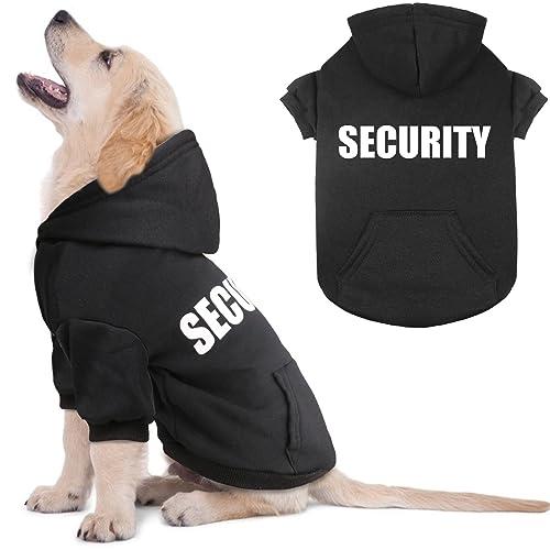 Dog Sweaters for Small Dogs Security Sweater Soft Brushed Fleece Pet Clothes Dog Hoodie Sweatshirt with Pocke t(XS, Black)