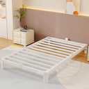 6 Inch White Twin Bed Frames, Heavy Duty Metal Platform Bed Frame Twin with Metal Baffles, No Box Spring Needed, Round Corner Design, Baby & Pet Friendly, Easy Assembly, Noiseless