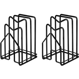 SUNFICON 2 Pack Cutting Board Racks Holders Pot Pan Lids Holders Chopping Board Organizers Thin Bakeware Trays Dry Display Stands Kitchen Countertop Cabinet Office Black