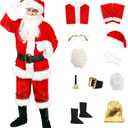 Santa Suit Men's Santa Claus Costume 10pcs Christmas Santa Outfits for Adults Santa Costume, Santa Coat 2022