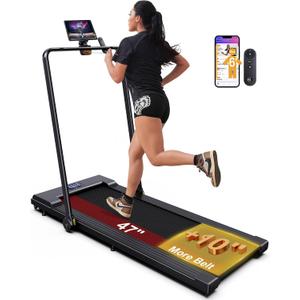 Lichico PulseDrive 8.7 MPH Walking Pad Treadmill with BLDC, Fits up to 6' & 47"x16" Super-Long Desk with Handle Bar, Compact Under Desk Treadmill for HomOffice, Running Walking Machine Remote Control