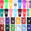 36 Pcs Nurse Appreciation Gifts Bulk 16 oz Plastic Coffee Cups Reusable Tumblers with Lid Inspirational Notebooks Pens Thank You Gifts for Nurse Women(Bright Color,Cute Style)