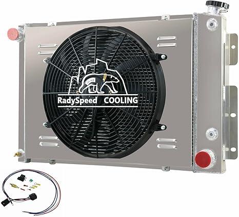 4 Row Radiator Shroud Fan Fits 1967-1969 Chevy Camaro Pontiac Firebird 5.7L V8-Replacement Radiator for 67-68-69 Chevy Camaro/Pontiac Firebird V8