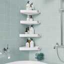 Sotfamily Plastic Shower Caddy Corner (for 90 Only), 4 Pack Adhesive Corner Shower Shelves for Bathroom Organizers and Storage, White