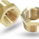 1/2" NPT Male x 1/4" NPT Female Reducer Hex Bushing, Heavy Duty Brass Pipe Fitting Reducing Adapter, Hex Head Pipe Fittings (1/2 MNPT x 1/4 FNPT)