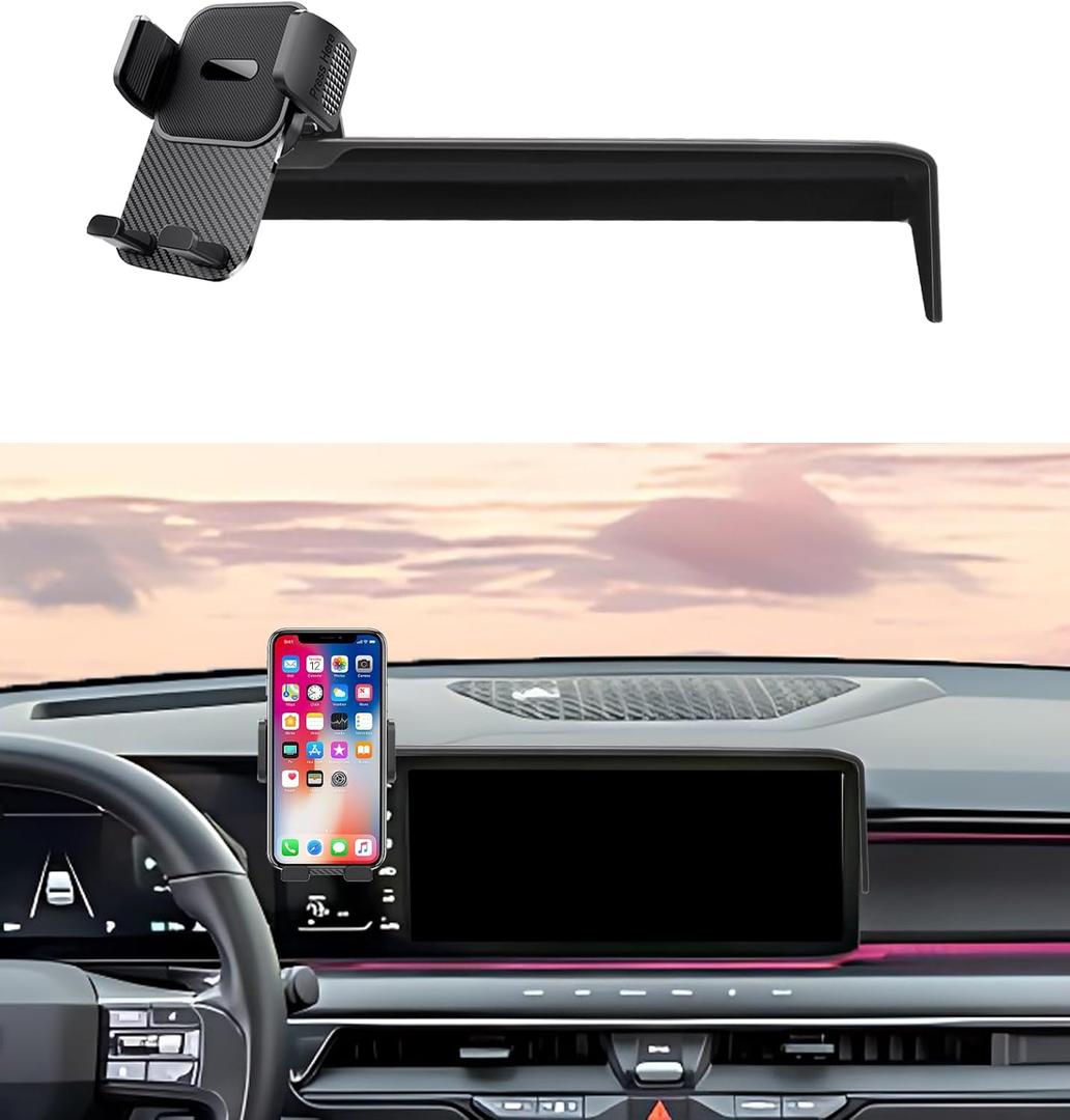 Car Phone Holder for Kia EV9 2024 2025 2026 Accessories 12.3 Inch Screen Fixed Clip Cell Phone Mount Hands-Free 360 Degree Rotation