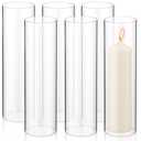 Yaomiao 4 Pcs Hurricane Glass Candle Holders Sleeve Open Ended Glass Bottomless Candle Cover Cylinder Hurricane Clear Chimney Shade Tube Cover for Baby Shower Wedding Party(3 x 10 Inch)