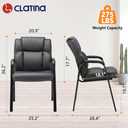 CLATINA Leather Guest Chair with Padded Arm Rest for Reception Meeting Conference and Waiting Room Side Office Home Black (1 Pack)