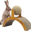 Fhiny Rabbit Scratch Toy, Natural Sisal Rabbit Scratching Ball with Cardboard Pad 2-in-1 Bunny Claw Scratcher Interactive Toys Nail Scratching Post for Indoor Pets Kittens Ferrets Small Animals