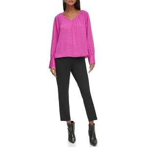 Calvin Klein Women's Plus Long Sleeve V Neck Blouse Top 1X