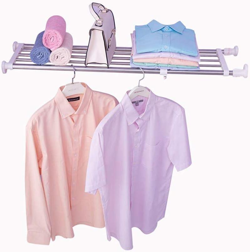 Hershii Expandable Shelf Rod Closet System 5-Bar Telescopic Heavy Duty Clothes Hanger Adjustable DIY Storage Organizer Shoe Rack (50-80cm/19.68-31.49inches, Ivory)