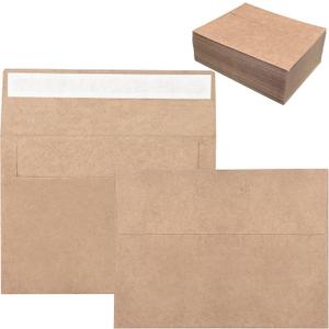 100 Pack 4x6 Envelopes for Invitations, 6.5x4.75" Brown Kraft Envelope, Self Seal A6 Envelopes for Greeting Cards, Photos, Postcards, Invitation Envelope for Wedding, Graduation, Baby Shower, Party