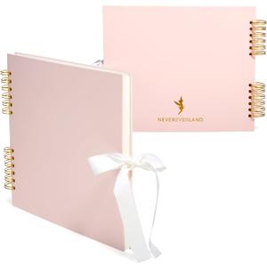 Never Ever Land Scrapbook Album 12x10 Pink Scrap Book. Scrapbooking Supplies, Memory Book, Wedding Guest Book, Photo Album, Baby Shower Gifts, Valentines, Engagement Gifts