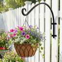 Lifyzoon Heavy Duty Hanging Plant Bracket: 50lbs Weight Capacity - Black Metal Plant Hangers for Outside, 16 Inch Outdoor Wall Hooks for Large Bird Feeder, Lanterns, Wind Chimes, Flower Baskets