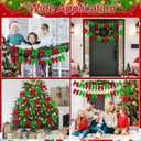 2 x 4 Pcs Red Green Christmas Bow Garland Banner 20ft Pre-Strung Bow Ornaments for Christmas Tree, Wreath, Staircase, Fireplace, Door Wall Hanging Decoration for Xmas Holiday Home Baby Shower Supplies