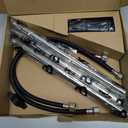 Bathroom Faucets for Sink 3 Hole, Hurran 4 inch Matte Black with Pop-up Drain and 2 Supply Hoses, Stainless Steel Lead-Free 2-Handle Centerset Faucet for Sink Vanity