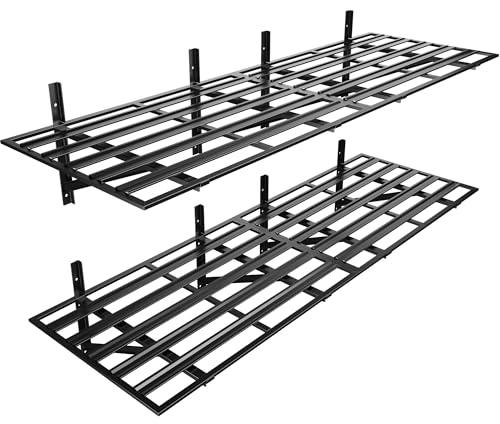 SunsGrove 4 Pack 2x3ft Heavy Duty Garage Wall Shelving, 1600LB Weight Capacity, 24"x72" Adjustable Commercial Grade Steel Storage Rack for Garage, Basement, Warehouse (Black)