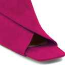 LEHOOR Women Chunky Heel Open Toe Booties Suede Side Cut-Out Ankle Boots Square Peep Toe 2 Inch Block Mid Heels Dress Heeled Sandal Booties Back Zipper Summer Casual Size 8.5