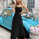 Women's Formal Evening Gown Elegant Long Prom Dress Summer Wedding Guest Party Cocktail Bridesmaid Maxi Dress (Black, L)