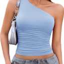 Avidlove Womens One Shoulder Top Summer Going Out Crop Tank Tops Y2K Tops Fashion Cami Outfit Cute Tops (Blue, M)