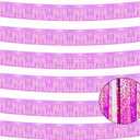 6 Pack Total 60 Feet Foil Fringe Garland Lilac Metallic Wall Hanging Drapes Tassel Skirting Tinsel Streamers for Parade Float Trailer Mardi Gras Party Birthday Wedding (Iridescent Purple), 10 feet